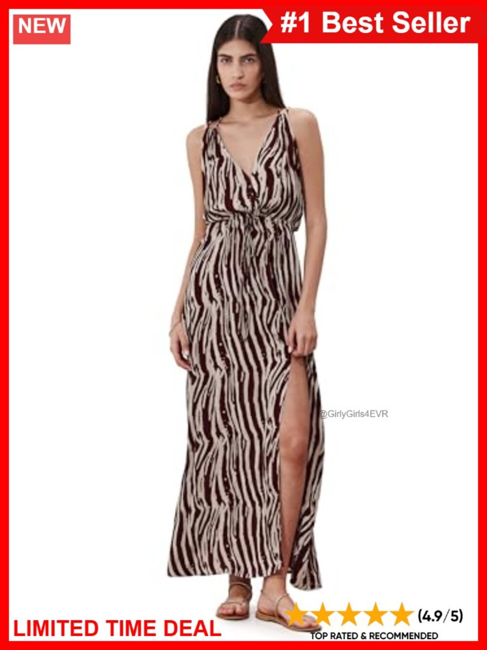 Crêpe Beach Dress Cover-Up V Neck Tie Straps Drawstring Button Slit